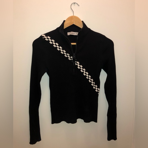 Quarter zip racing stripe Zara pullover - Picture 2 of 2